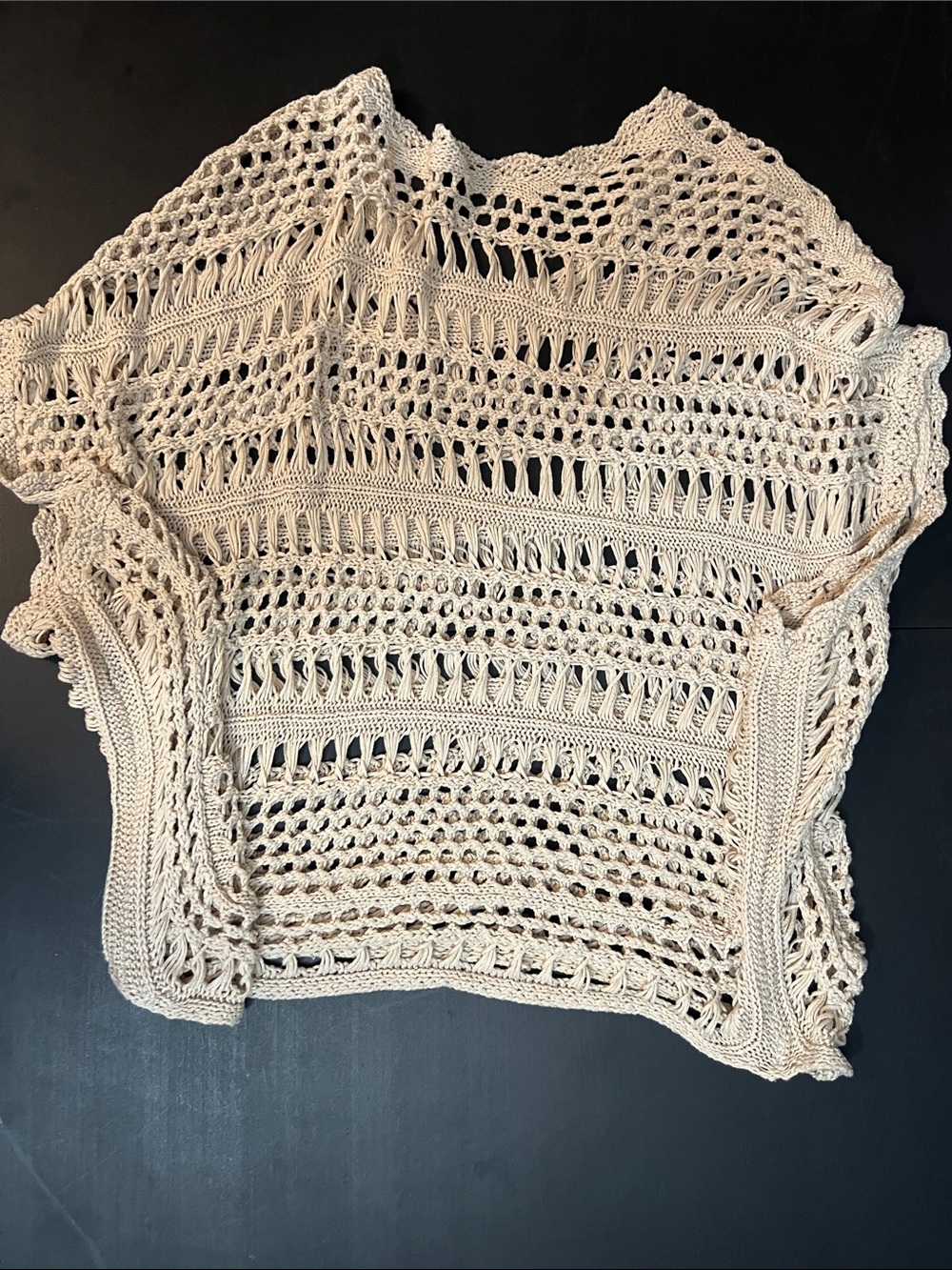 Crochet Open-Knit Cream Women’s Sweater Top - Picture 2 of 2